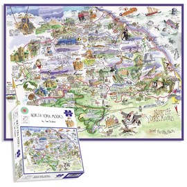 Comical Map Of North York Moors By Tim Bulmer - 1000 Piece Puzzle For Adults, Large Puzzle 66cm X 50cm In Size. Challenging To Complete But Fun And Humorous