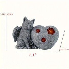 Cat Sculpture, Angel Kitten Statue for Garden Decor, Pet Loss Comfort Gift with Orange Accents, Outdoor Memorial for Cat LoversColor: As picture, Size: One Size