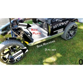 J & O Carts Parts EZGO TxT Golf Cart Diamond Plate Side Rocker & KICK 3 pcs set 2014 & up
