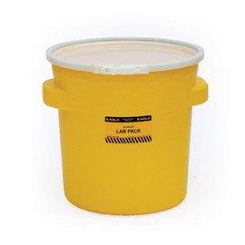 Eagle 1652 Yellow Blow-Molded HDPE Lab Pack with Plastic Lever-Lock Lid, 20 gallon Capacity, 21" Height, 21" Diameter