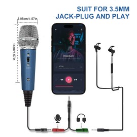 Condenser Recording Microphone 3.5mm Plug and Play PC Microphone, Broadcast Microphone for Computer Desktop Laptop MAC Windows Online Chatting Podcast Skype YouTube Game（Blue）