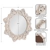 Kate and Laurel Meera Hand-Carved Wood Mirror, 28 Inch Diameter,