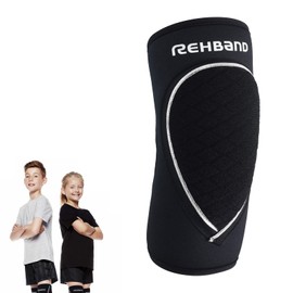 Rehband Children's Elbow Pads, 1 Piece or 1 Pair, Black, Comfortable Elbow Pads for Volleyball and Handball, Colour: Black, Size: S