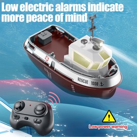 OBEST Remote Control Boat, RC Boat with LED Light for Pools and Lakes, 2.4GHz Toy Boat RC Racing Boat for Children and Adults