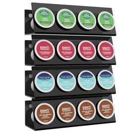 LifeMoreasy K Cup Holders, Acrylic Coffee Pods Organizer Stand Magnetic & Self-Adhesive for Kitchen Wall, Cabinet, Fridge (4 Pack for 16 Pods)