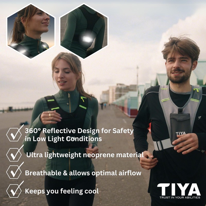 TIYA Running Vest Phone Holder with Light - Waterproof, Touchscreen
