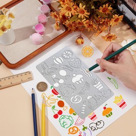 UNICRAFTALE Fruit Vegetable Food Metal Stencil Retro Stainless Steel Template Photo Album Stencil Reusable Cutting Dies Drawing Stencils Tool Template for Wood Carving DIY Scrapbooking Decorative