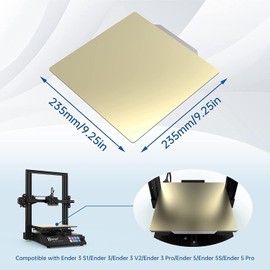 BIQU 3D Pritner Flexible Spring Steel Sheet Bed Build Surface Ultra Flexible Removable Heated Bed Platform 235 x 235 mm for Ender 3, Ender-3 Pro, Ender 5 3D Printers