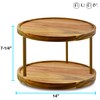 14" Two-Tier Acacia Wood Lazy Susan Organizer Kitchen Turntable for