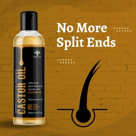 Vanalaya Pure Cold Pressed Castor Oil For Stronger Hair, Skin & Nails, No Mineral Oil & Silicones, 200 ml