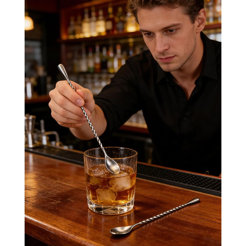 Goldelith Bar Spoon Set 10 Inch Stainless Steel Cocktail Mixing