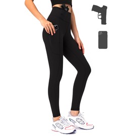 Lilcreek Women's Concealed Carry Leggings Gun Holster with Side Pockets,Concealment Compression Universal Yoga Pants