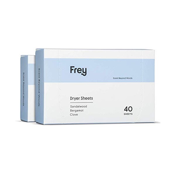 FREY Naturally Scented Dryer Sheets - 2 Pack of 40 Natural Laundry Dryer Sheets (80 Total) (Sandalwood Sweet Fragrance)