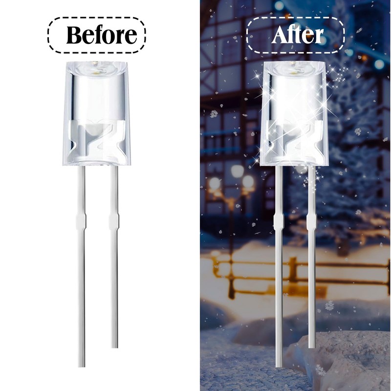 180 Pcs LED 3mm 3V 0.06W String Lights Replacement Bulbs