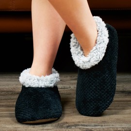 The Metluks Soft Fuzzy Slippers for Women Indoor, Warm Furry House Sock Shoes Fluffy Lined, Bedroom Booties Non-Slip Gripper Soles, Winter Cozy Christmas Gifts Adult Size 9-10