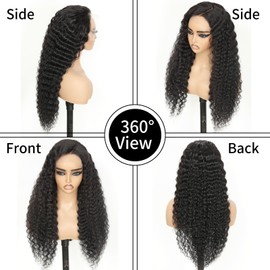 20Inch 200% Density Deep Wave Human Hair Wig 13x4 Lace Front Wigs Human Hair Natural Color 100% Real Hair Wigs for Women Human Hair Pre Plucked with Baby Hair Natural Hairline