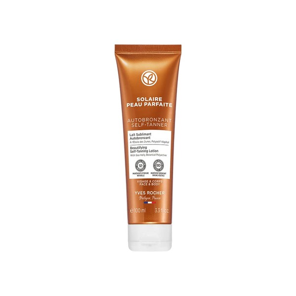 Yves Rocher SOLAIRE PEAU PARFAITE Self-Tanning Milk, Self-Tanning for Face & Body, 1 x Tube 100 ml