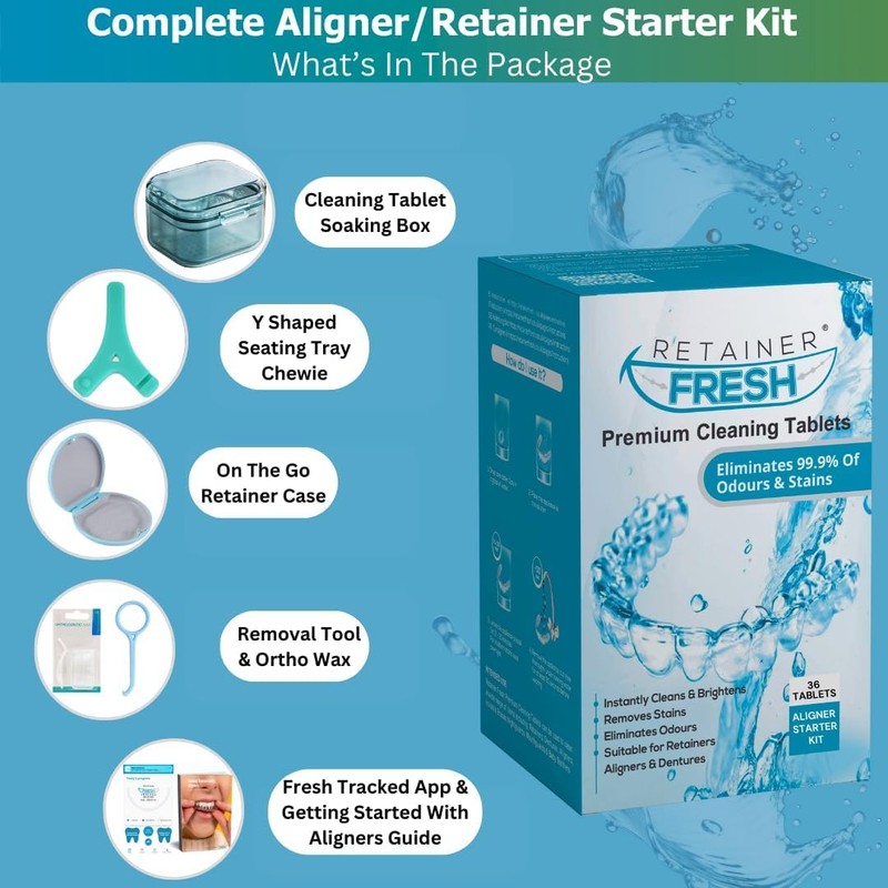 Retainer Fresh Retainer Cleaning Tablets 1 Month, Retainer Box, Retainer
