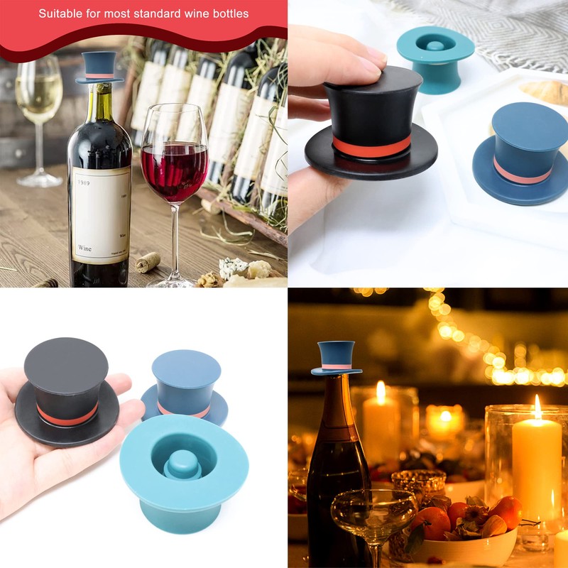 Honbay 3PCS Silicone Wine Bottle Stoppers Funny Silicone Magic Hat