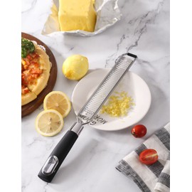 Royal Cuisine Stainless Steel Cheese Grater with Handle & Shredder Handheld Kitchen Grater Manual Grater Parmesan Cheese, Gingers, Garlic, Lemon Zester (Long)