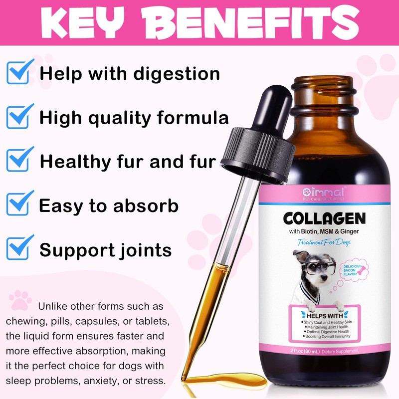 Collagen for Dogs, Natural Liquid Collagen Drops for Dogs Supports