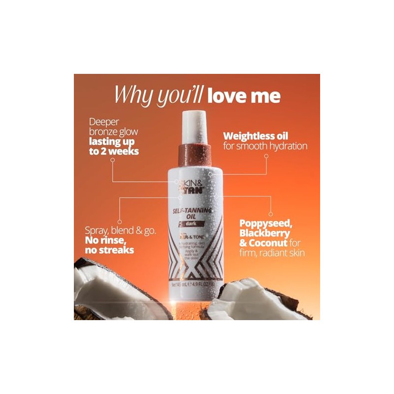 SKIN & TAN Tan & Tone Self Tanning Oil Dark