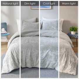 Intelligent Design Queen Comforter Set, Reversible Velvet Comforter Set, Soft & Warm Sherpa Reverse, Winter Fluffy Comforter Bed Set with 2 Shams, Mira, Full/Queen Silver 3 Piece