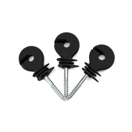 QWORK Electric Fencing Ring Insulators, 100 Pcs Wire Mesh Ring Insulator, Wooden Post Insulator Screw-in, for Ropes, Wires and Strands