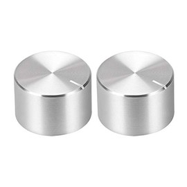 sourcing map 2 x Aluminium Volume Control Potentiometer Knurled Shaft Smooth Surface Rotary Knob 20 mm x 13 mm Silver