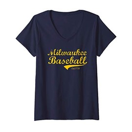 Womens Classic Milwaukee Wisconsin Baseball Fan Retro Vintage V-Neck T-Shirt