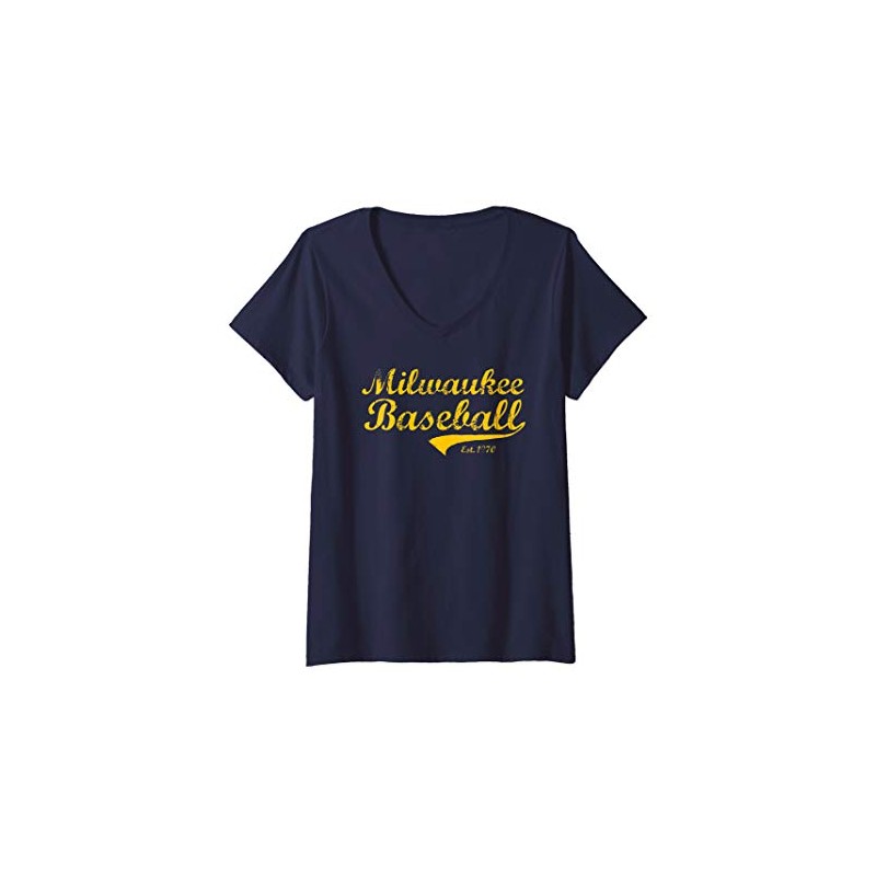Womens Classic Milwaukee Wisconsin Baseball Fan Retro Vintage V-Neck T-Shirt
