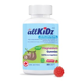 allKiDz allKiDz Magnesium Gummies for Kids Children Sleep Mood Relaxing Supplement, 55mg Magnesium Citrate per Gummy, Vegan Pectin Plant-based, Great Tasting Better Absorption, Raspberry Flavours, 80 Count
