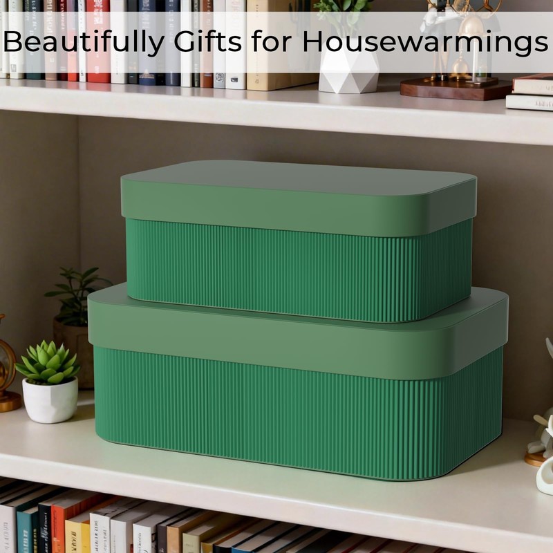 Decorative Storage Boxes Cardboard Organizer Set of 2 for Home