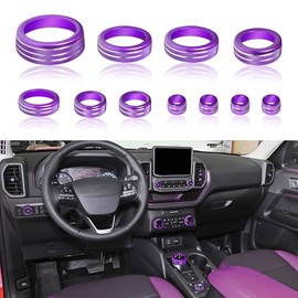 SENSHINE SENSHINE Air Condition, Vent Knob Cover for 2021 2022 2023 2024 Ford Bronco Sport Accessories AC Climate Headlight Contorl Volume Tune Switch Ring 4WD Knob Gear Shift Switch Knob Covers 11Pcs (Purple)