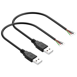 PNGKNYOCN 30cm USB DIY Pigtail Cable, 22AWG 5V/3A USB A Male Plug to 4 Pin Bare Wire Extension Data Cable for USB C Equipment Installed（2-Pack）