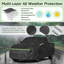 Car Cover for Ford F150 Super Crew Cab 5.5ft Bed, 6 Layers Waterproof All Weather Car Cover with Door Zipper & Cotton Lining for F150 XL/XLT/Lariat/King Ranch/Limited/Platinum/Tremor(5.5ft Bed)