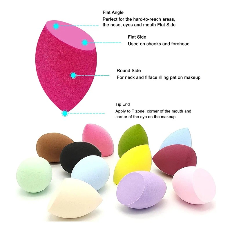 12pz Set Esponja Para Maquillaje Base Rubor Cosmeticos Polvo