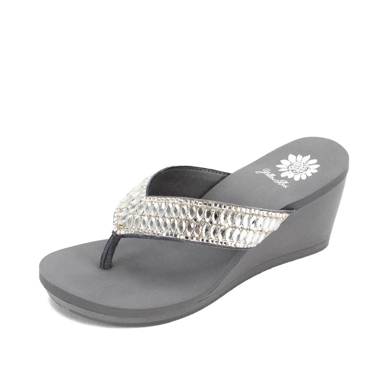 Yellow Box Women's Sana Wedge Sandal, Gray, Size 8.5 US