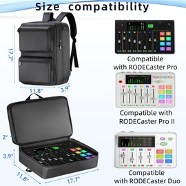 DJ Mixer Case Compatible with RODECaster Pro, RODECaster Pro II,RODECaster Duo, DJ Backpack with Multi-Pockets for DJ Equipment,Audio Mixer Travel Case Bag|Rodecaster Pro 2 Case for Podcast Equipment