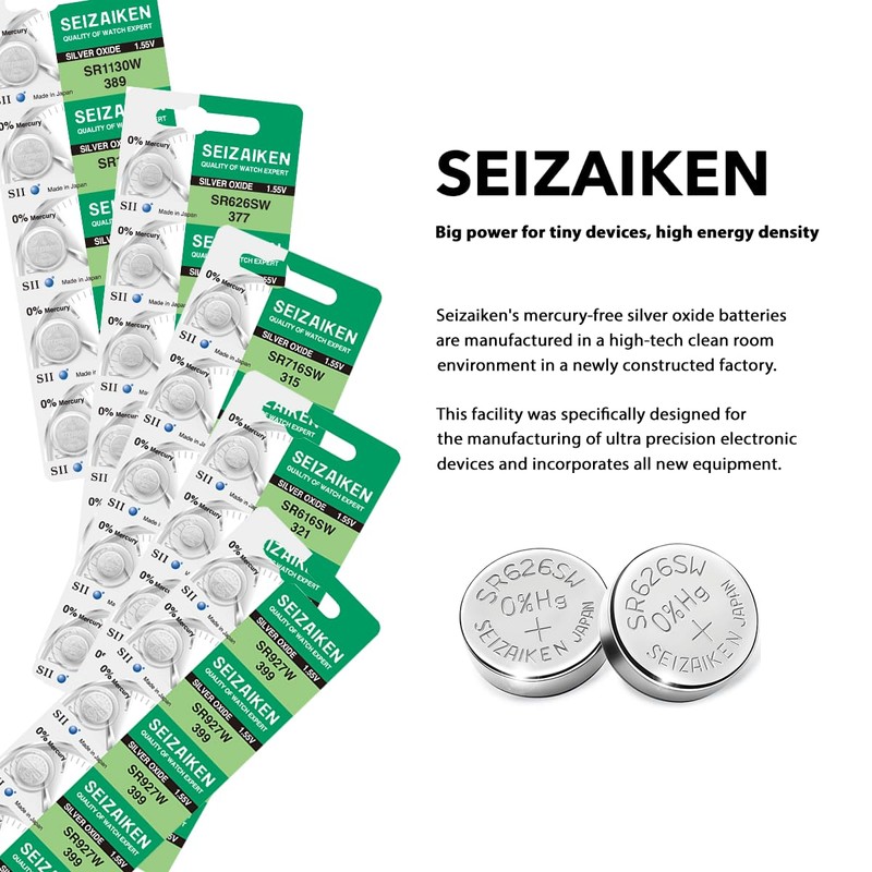 Seizaiken 371 SR920SW 1.55V 0% Hg Silver Oxide Watch Battery