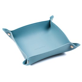 SANQIANWAN Leather Jewelry Valet Tray for Women and Man, Portable Entryway Table Tray Bedside Nightstand Desk Tray Small Catchall Travel Dish Plate for Key,Wallet,Watch,Coin (Light Blue-B)