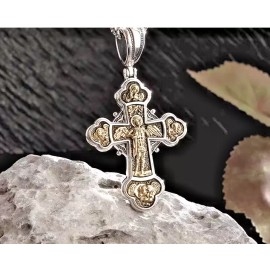 Fashion Jewelry Large ST MICHAEL CROSS FAITH Pendant On 22" 925 Silver Plated 3mm ROPE Chain Men