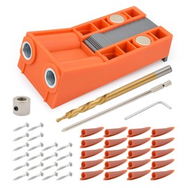 Gunpla 45pcs Twin Pocket Hole Jig Kit, Woodworking Holes Drilling Tools with Step Drill Driver Bit Screws Allen Wrench Accessories for Strong Wood Joints