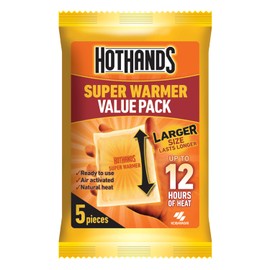 HOTHANDS Super Air Activated Hand Warmer Up to 12 Hours of Heat, 5 Count (Pack of 1)