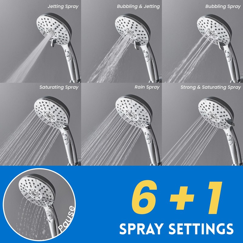 Ryamen Dual Shower Head Combo, 8'' High Pressure Rain Shower