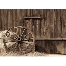 BELECO 7x5ft Fabric Cowboys Photo Backdrop Barn Door Old Barn with Antique Wheel Hay Bales Haystack Country Theme Photography Backdrop Western Party Decorations Kids Adults Photoshoot Photo Props