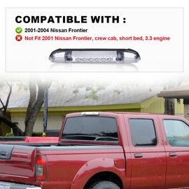G-PLUS LED 3rd Rear Brake Light Cargo Lamp Compatible With Nissan Frontier Pickup 2001-2004,3rd Tail Brake Light Cargo Lamp, Chrome Housing Clear Lens