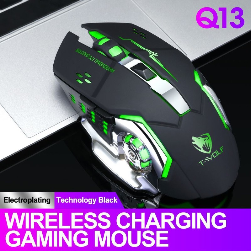 Thunder Wolf Q13 Charging Mute Wireless Mouse Gaming Business Luminous