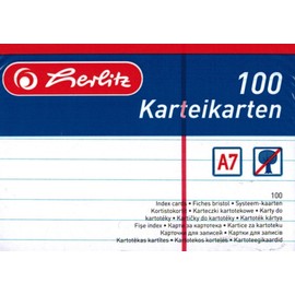 Herlitz 1150507 Index Cards A5 Pack of 100 White