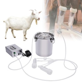 WUSILILU 5L Electric Sheep Goat Milking Machine, 110v 4200r/min Bucket Vacuum Impulse Pump Milker for Cows, Automatic Pulsating Vacuum Pump Livestock Milking Supplies with Stainless Steel Bucket